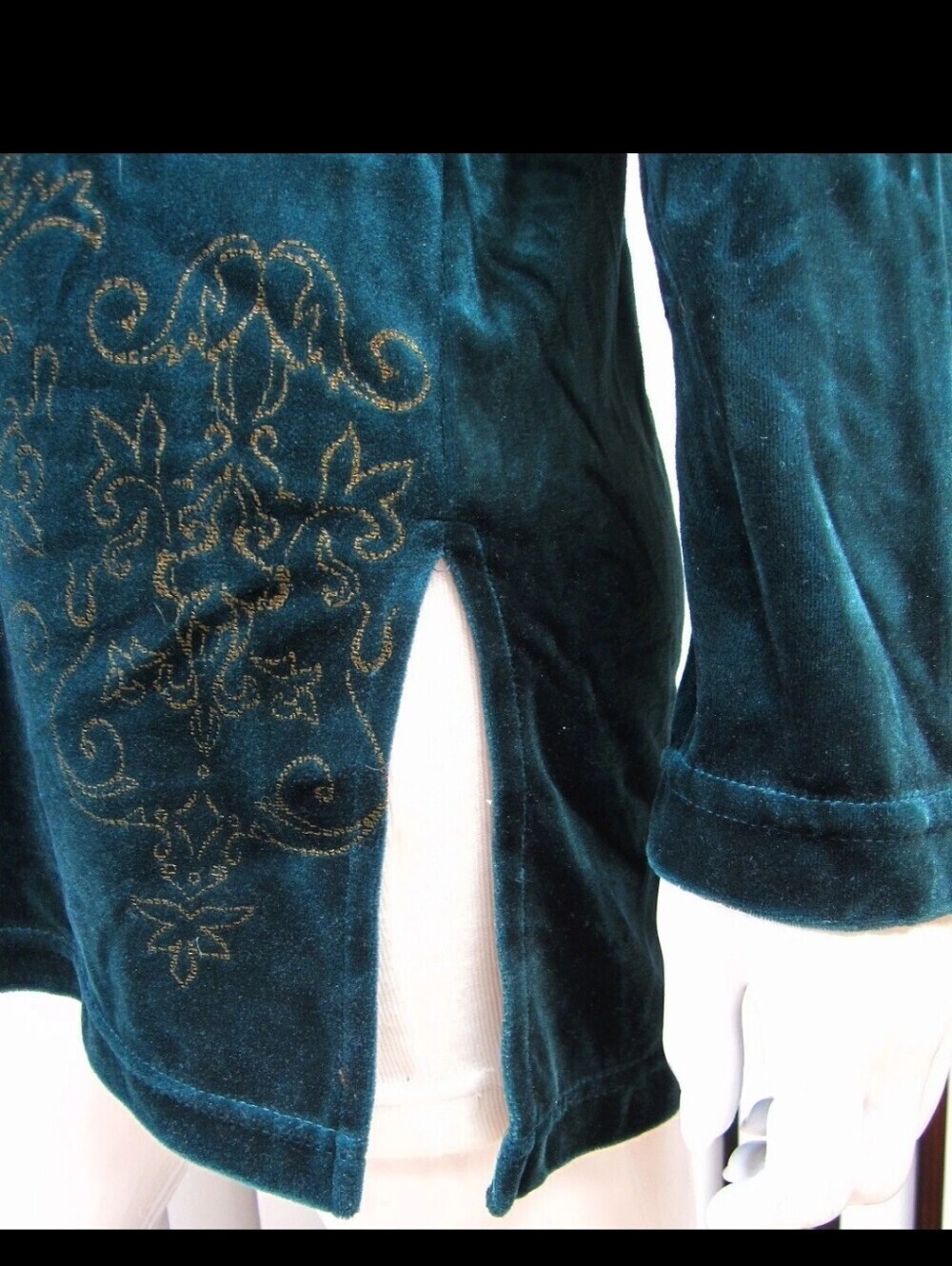 Diane Von Furstenberg Womens Green Vintage Velour Embroidered Blouse Sz L - Picture 5 of 9